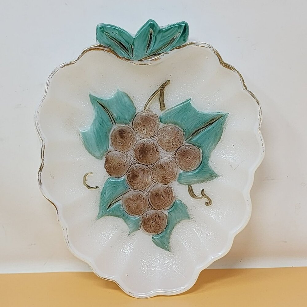 Vintage Grape Leaf Ceramic Decorative Plate 10"x8"‎